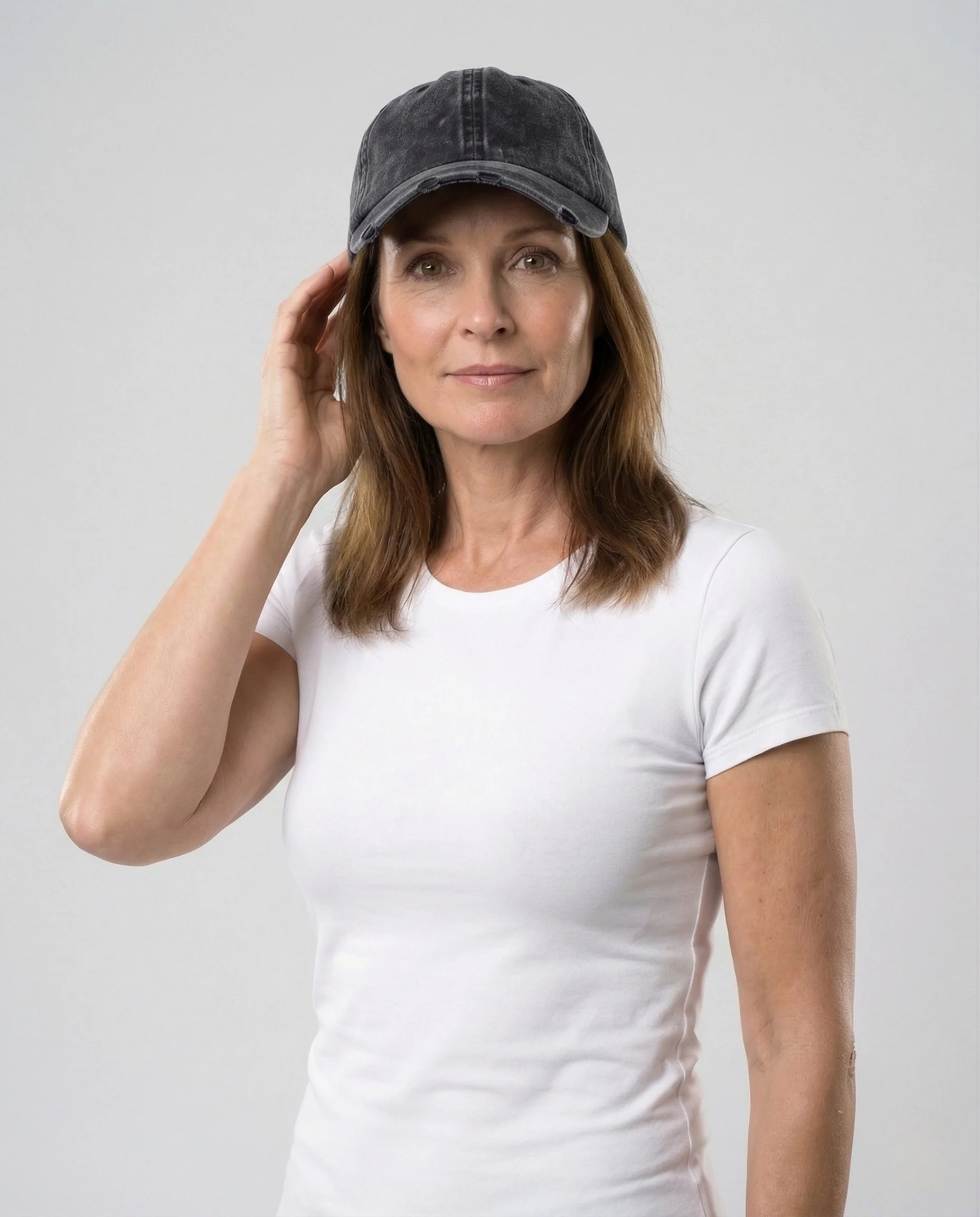 Unisex Retro Baseballcap Gewaschenes Canvas mit Fransen Krempe - Image 2