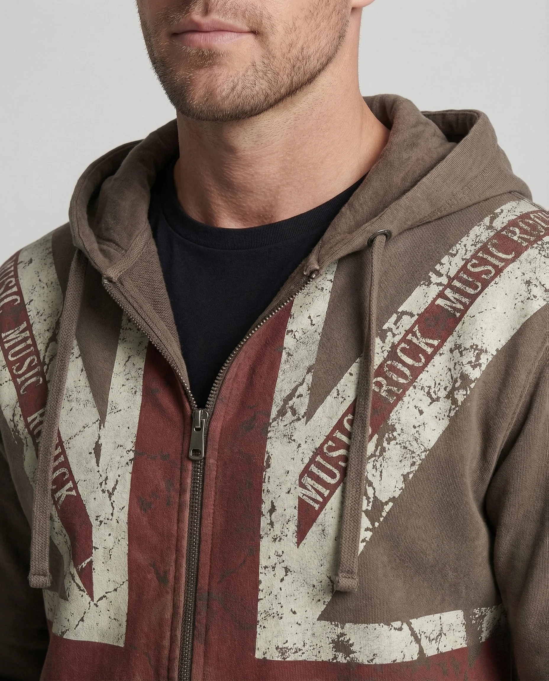 Unisex Vintage Hoodie Zipjacke mit Flaggenprint - Image 3