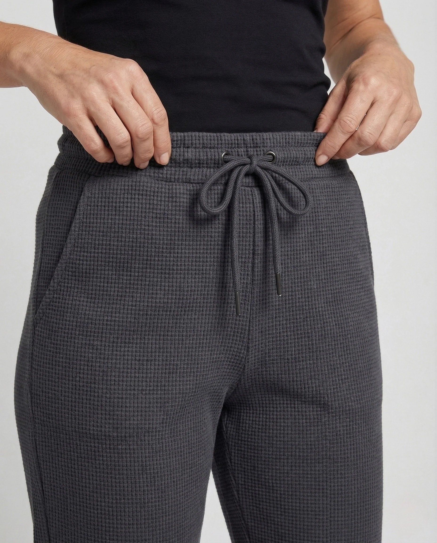 Unisex Loungehose Waffelstruktur mit Kordelbund - Image 3