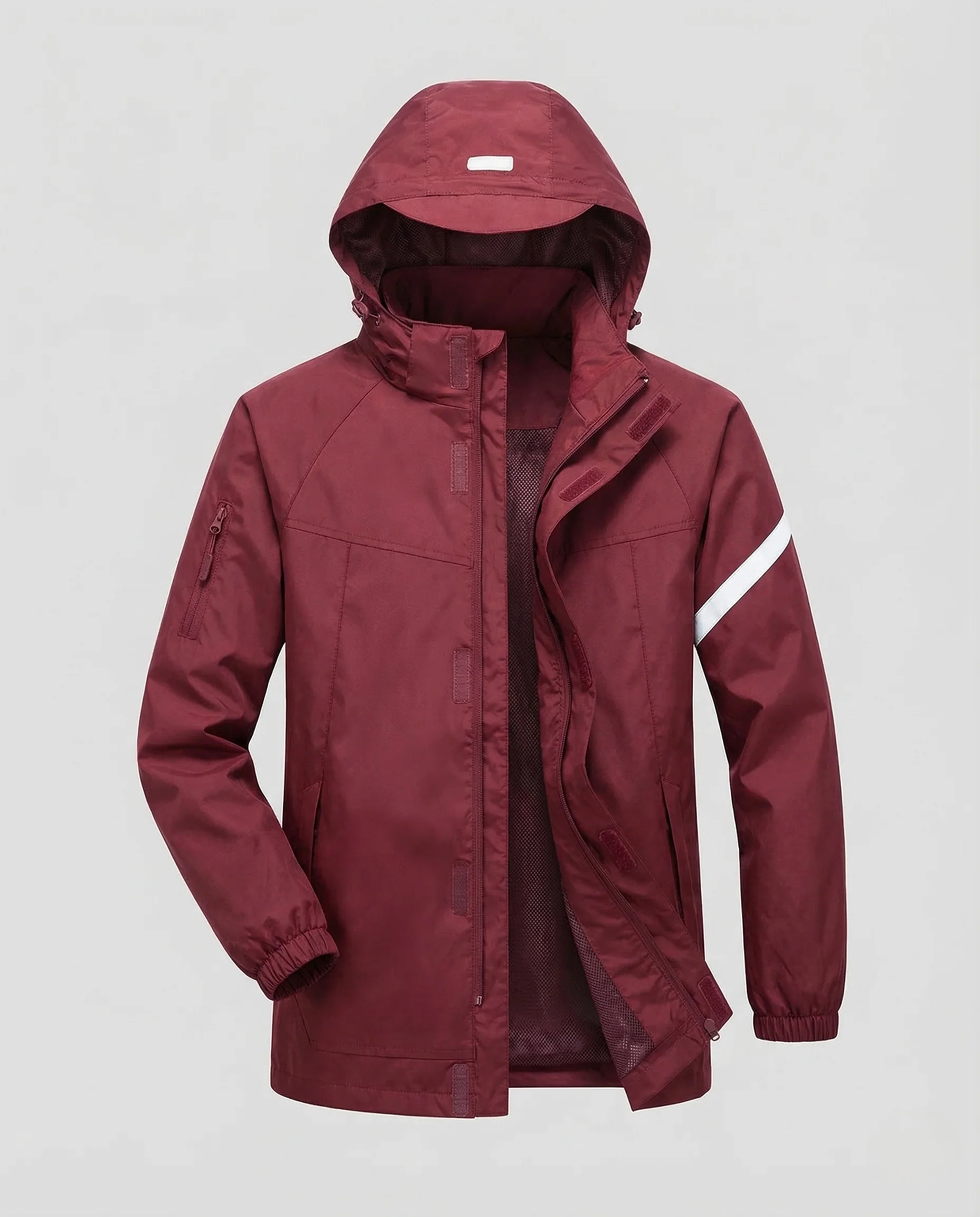 Unisex Regenjacke Wasserdicht Kapuze Reflektoren - Image 5