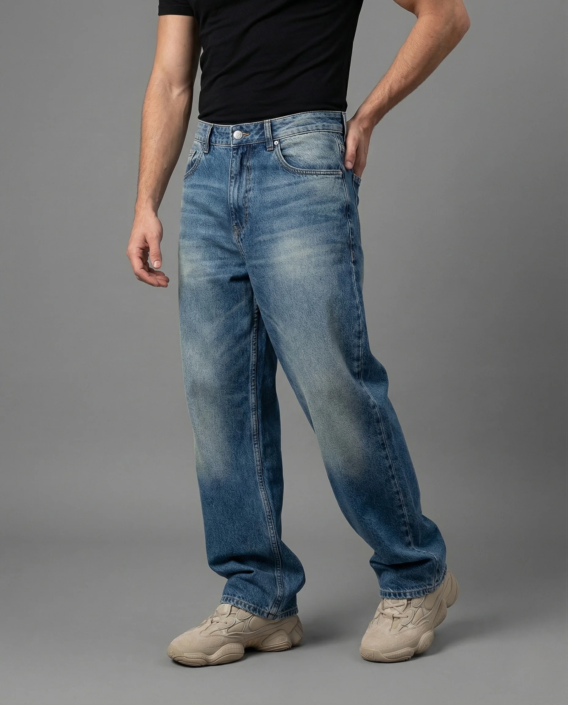 Unisex Baggy Jeans Used Look - Image 2