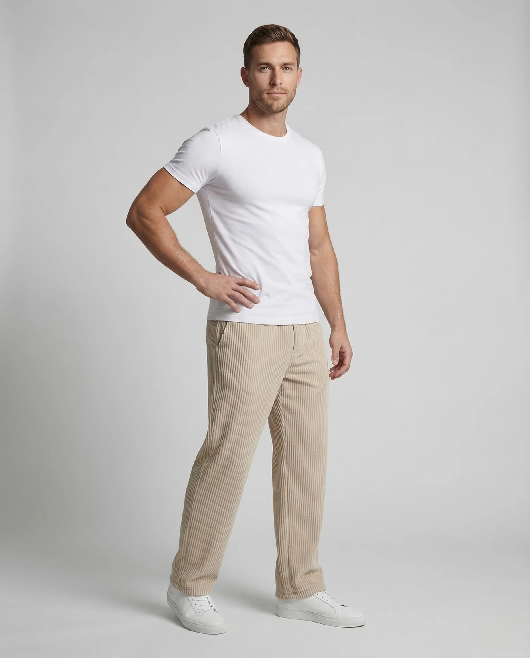 Unisex Cordhose Weit Kordelzug Saum