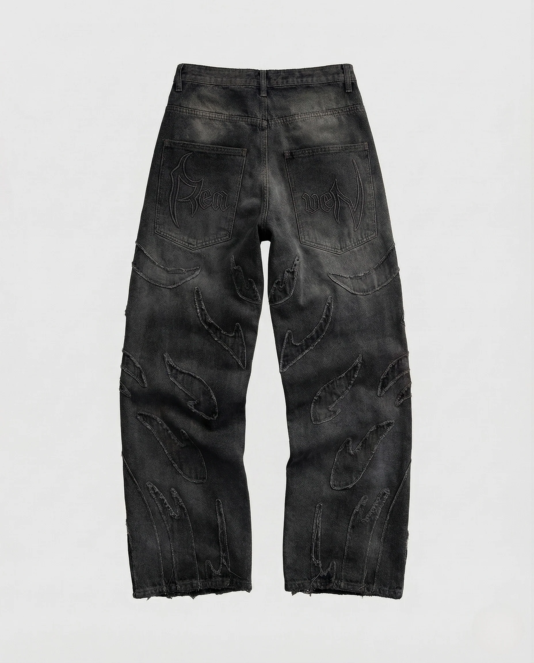 Unisex Destroy Jeans weit mit Cutouts und Fransen - Image 7