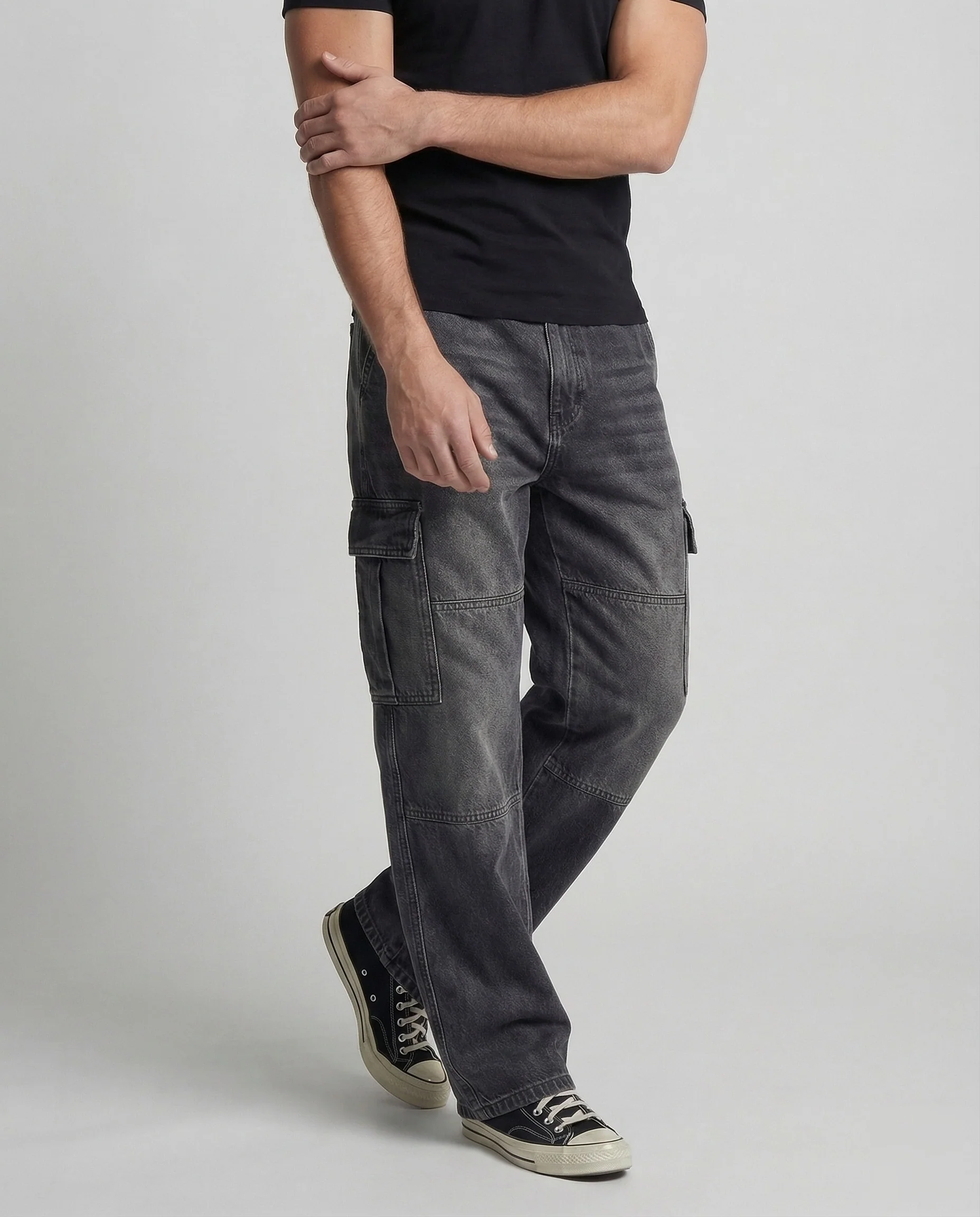 Unisex Jeans Cargohose Weit - Image 2