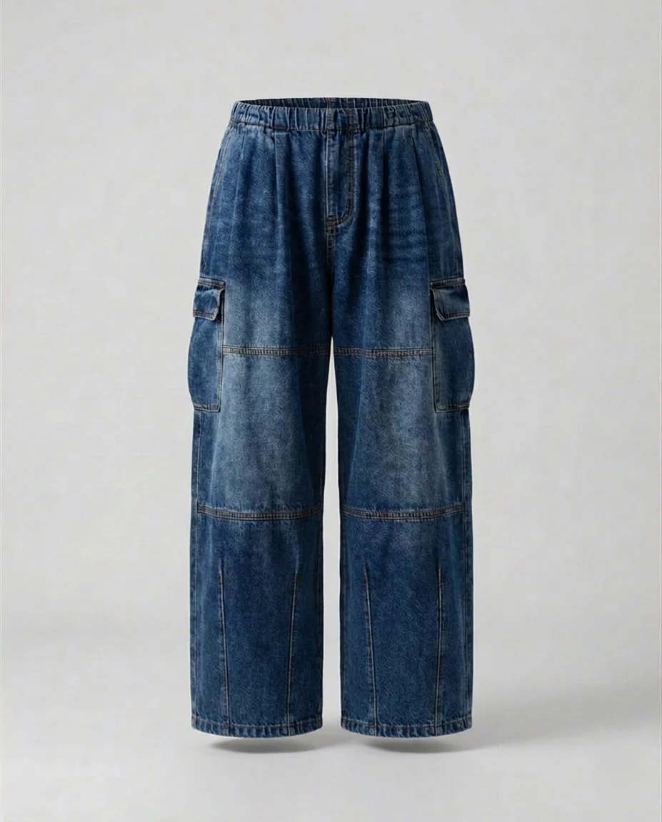 Unisex Jeans Cargohose Weit - Image 4
