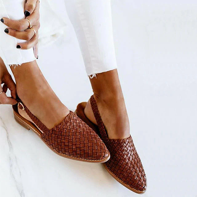 Vintage Geflochtene Spitzflache Schuhe Heidi Mode