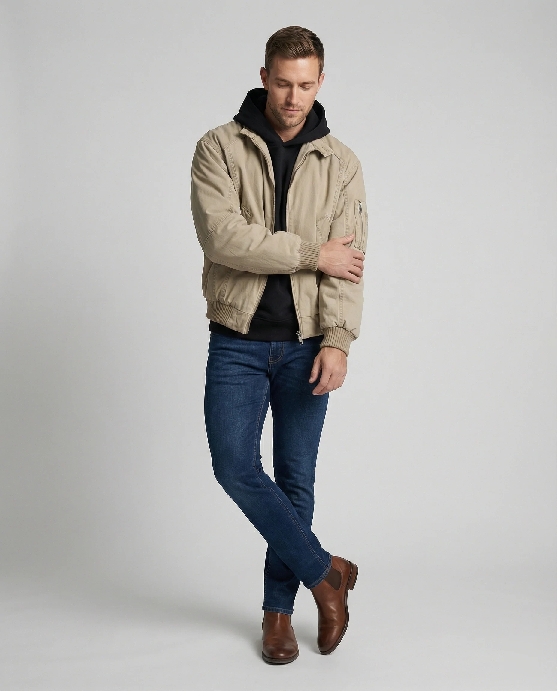 Warme Herren Daunenjacke mit Stehkragen aus gewaschener Baumwolle - Image 3