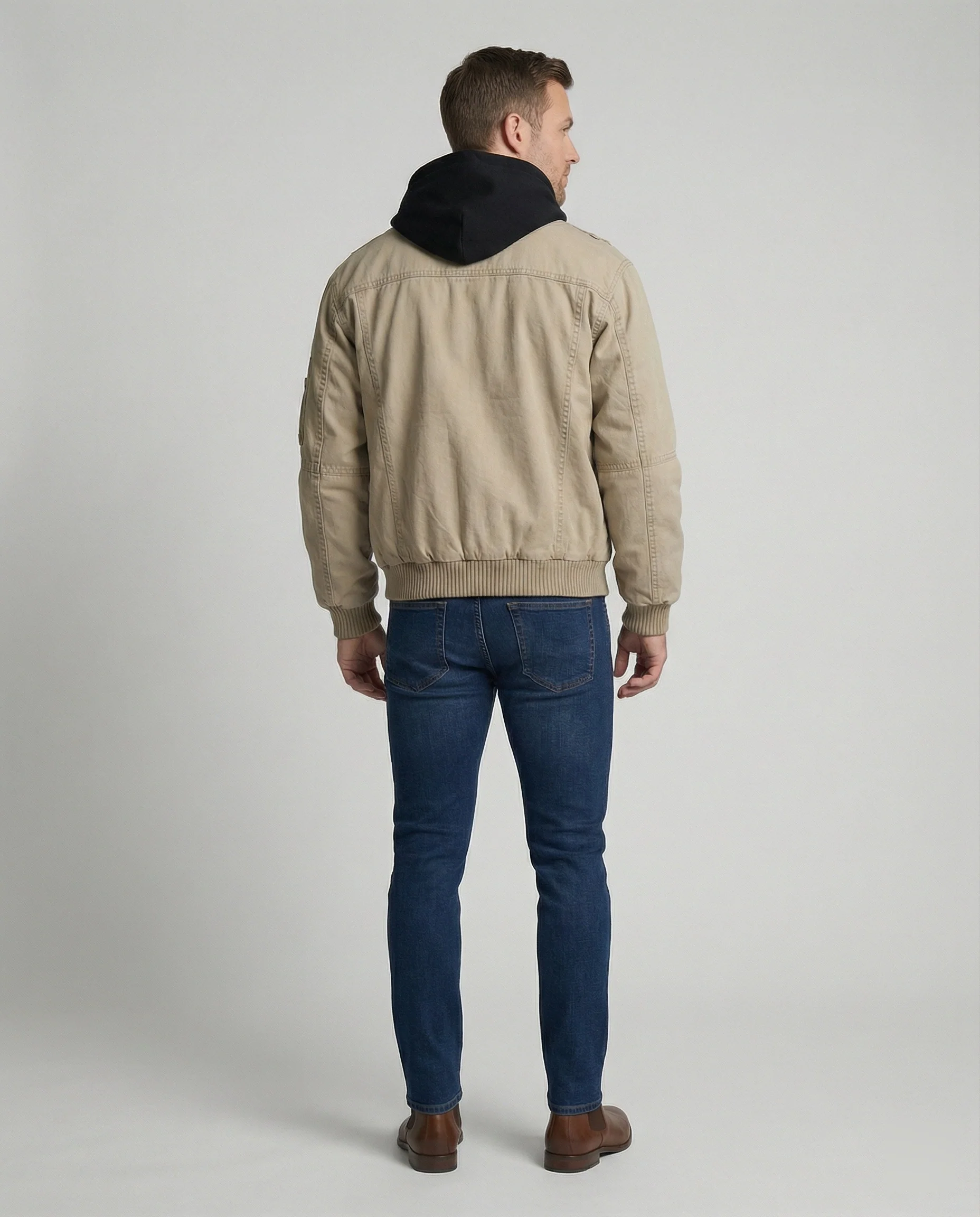 Warme Herren Daunenjacke mit Stehkragen aus gewaschener Baumwolle - Image 4