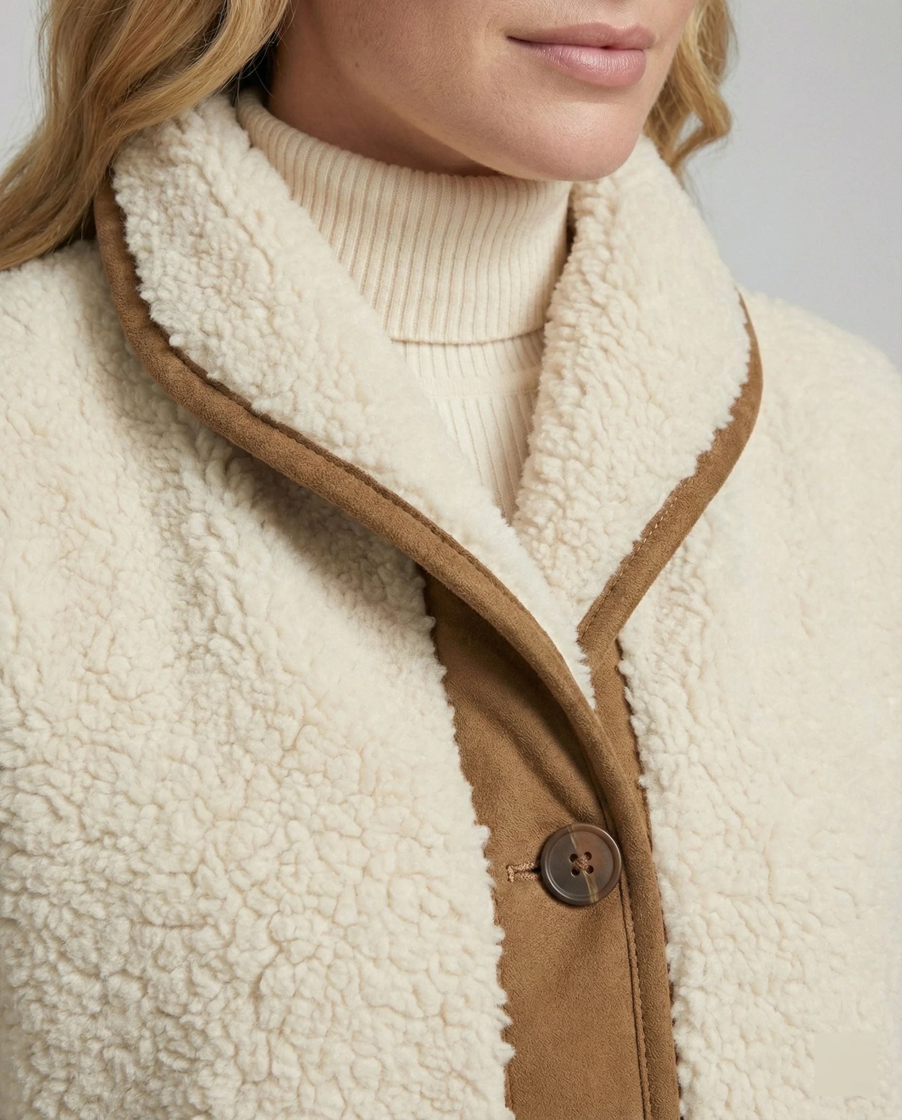 Warmer Damen Strickpullover mit weichem Fleecefutter und Stehkragen - Image 2