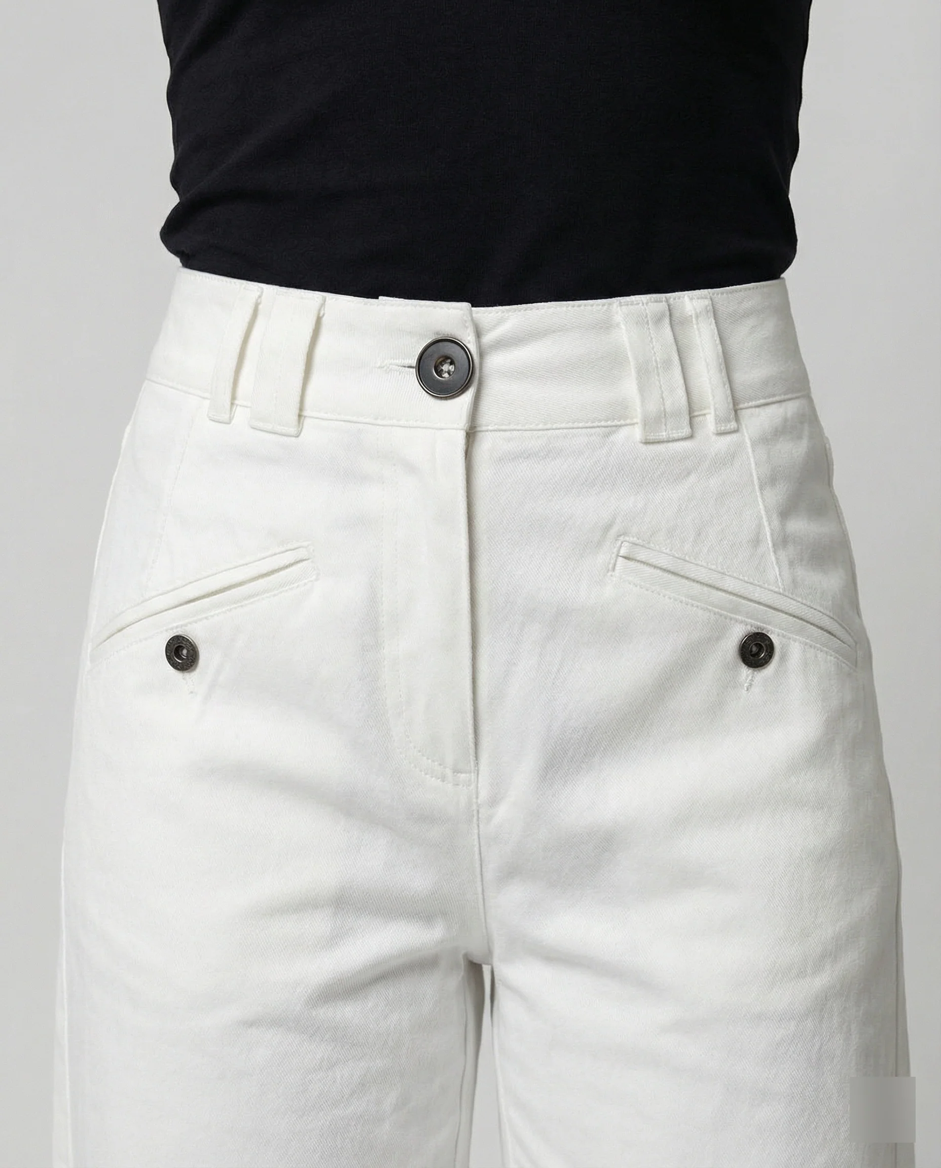 Weiße Damen Weite Hose High Waist Locker Autumn Style - Image 2