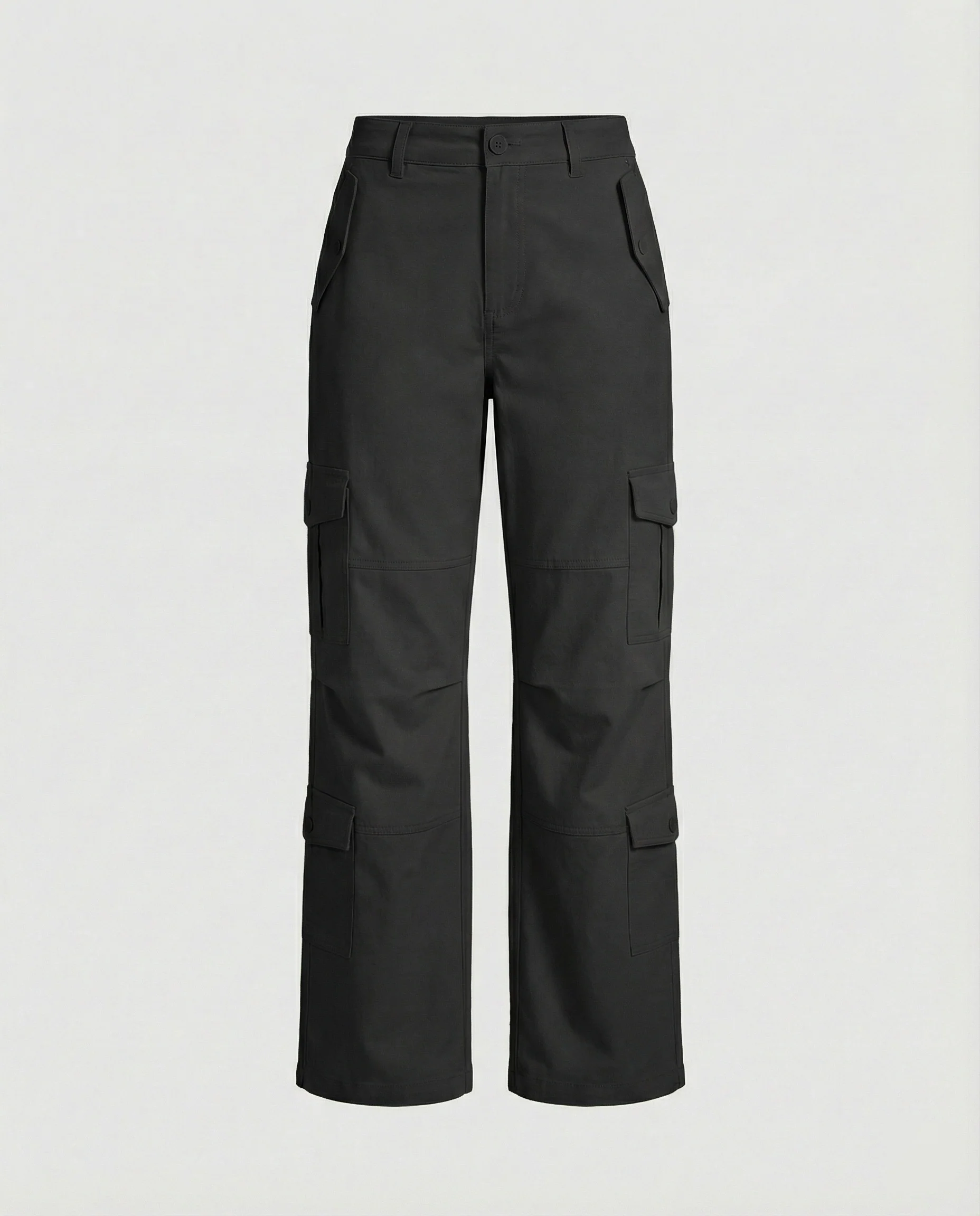 Weit geschnittene hochtaillierte Statement-Hose mit asymmetrischen Paneel-Falten und Zierdruckknöpfen Heidi-Mode - Image 5
