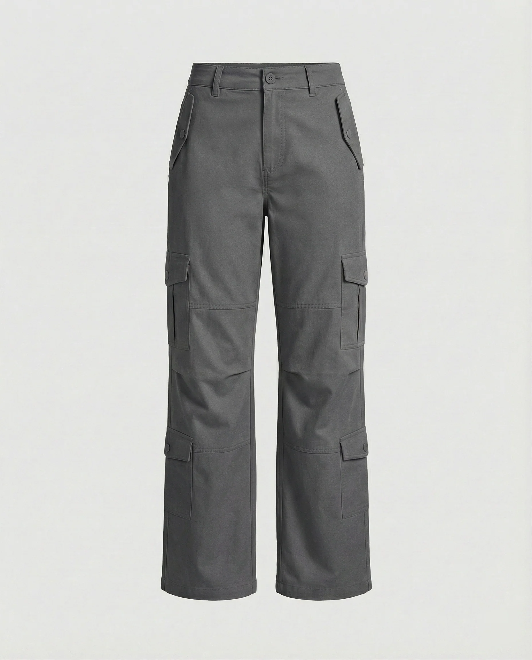 Weit geschnittene hochtaillierte Statement-Hose mit asymmetrischen Paneel-Falten und Zierdruckknöpfen Heidi-Mode - Image 7