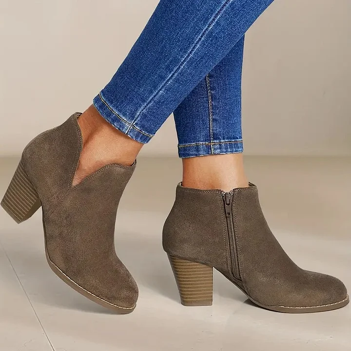 Stiefel mit Absatz | Wildleder | Blockabsatz | Stiefeletten | Damenstiefel Heidi Mode - Image 3