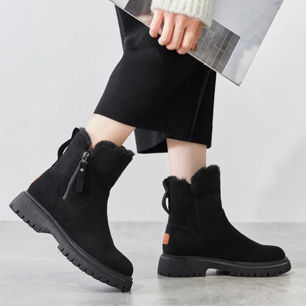 Winterstiefel - Warme, mit Fell gefütterte Stiefeletten aus Wildleder für Damen Heidi Mode