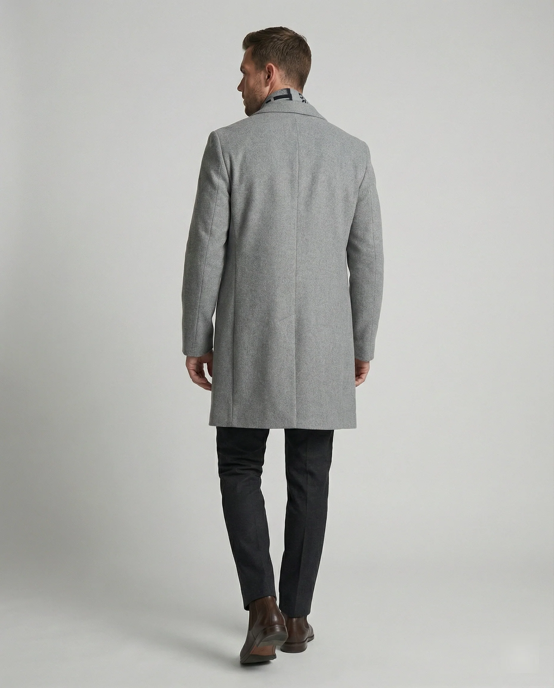Trechcoat für Herren Herbst Winter Grau Schwarz - Image 4